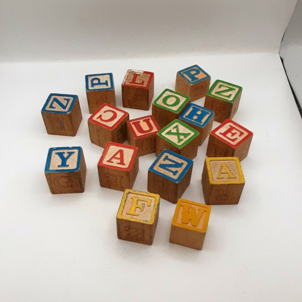 Vintage Alphabet and Number Blocks 17 Count